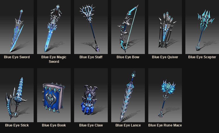 Las once armas de maestría de 5º nivel Blue Eye