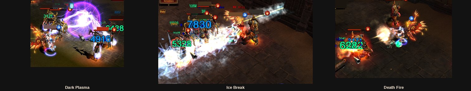 Dark Plasma, Ice Break y Death Fire en acción