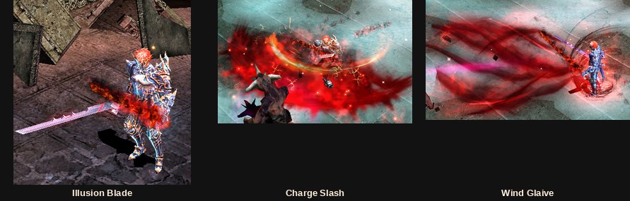 Illusion Blade, Charge Slash y Wind Glaive en acción
