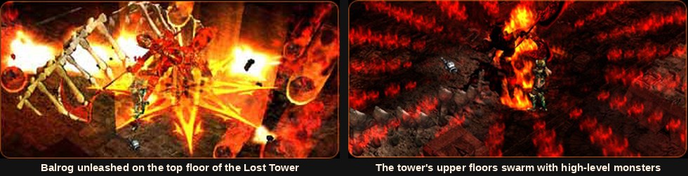 Balrog and the high-level monsters of the Lost Tower in Mu Online Season 1