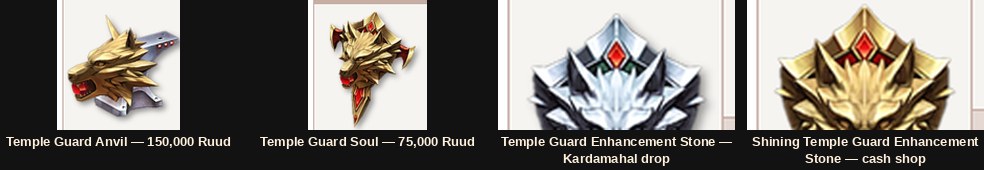 Temple Guard Anvil, Soul và hai loại đá cường hóa Legendary