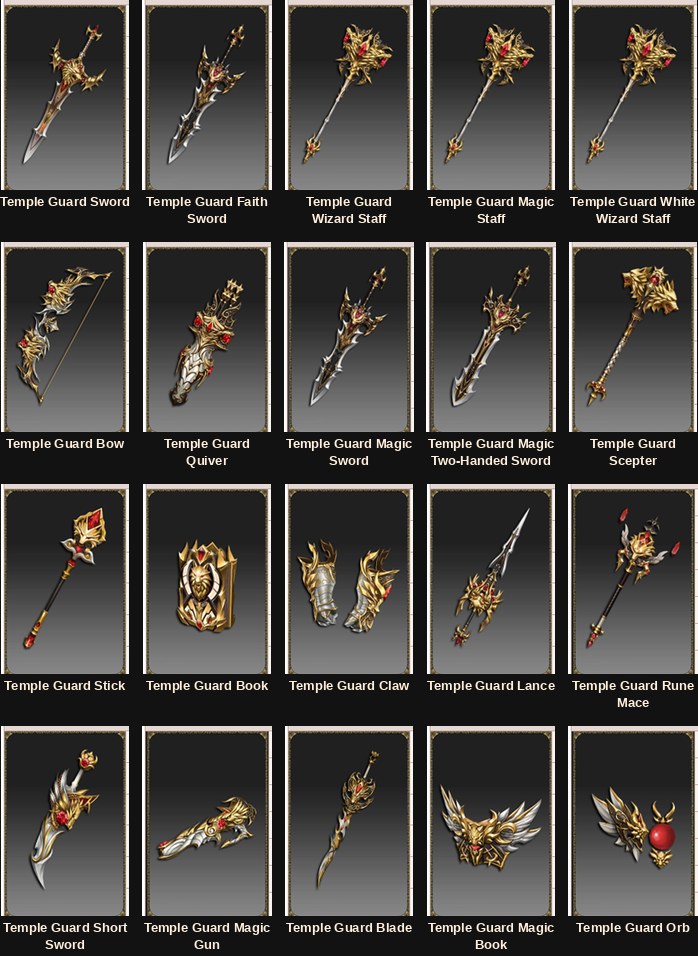 Hai mươi vũ khí Legendary Temple Guard trong Mu Online Season 20