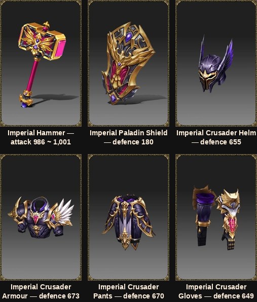 Set Legendary Progenitor's Imperial Crusader trong Mu Online Season 21