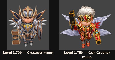 Muun phần thưởng Crusader và Gun Crusher cho level 1,700 và 1,750
