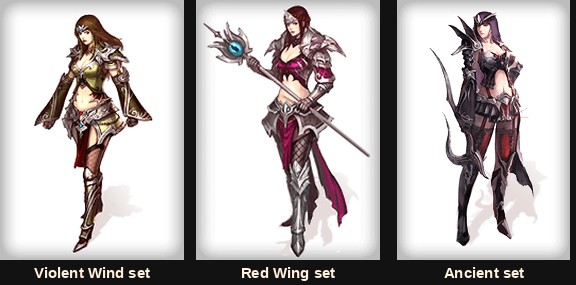 The three Summoner armour sets in Mu Online Season 3