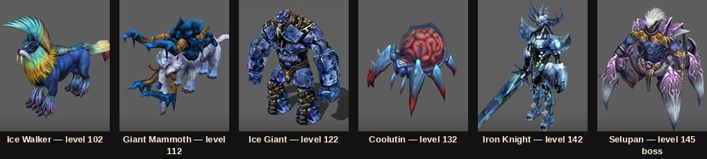The six Laclion monsters added in Mu Online Season 4