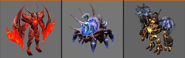 Acheron elemental bosses Fire Selihoden, Water Ukanba and Earth Sella