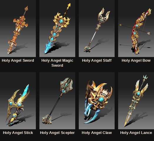 A nyolc Holy Angel mastery fegyver