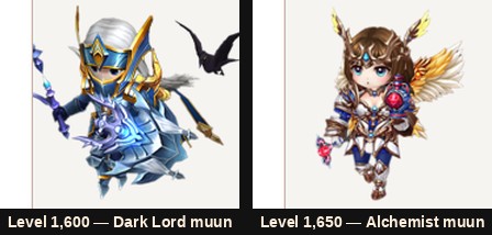 A Dark Lord és Alchemist jutalom muunok, szint: 1,600 és 1,650