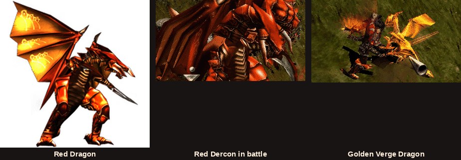 Red Dragon, Red Dercon i Golden Verge Dragon z eventu Dragon's Raid w Mu Online
