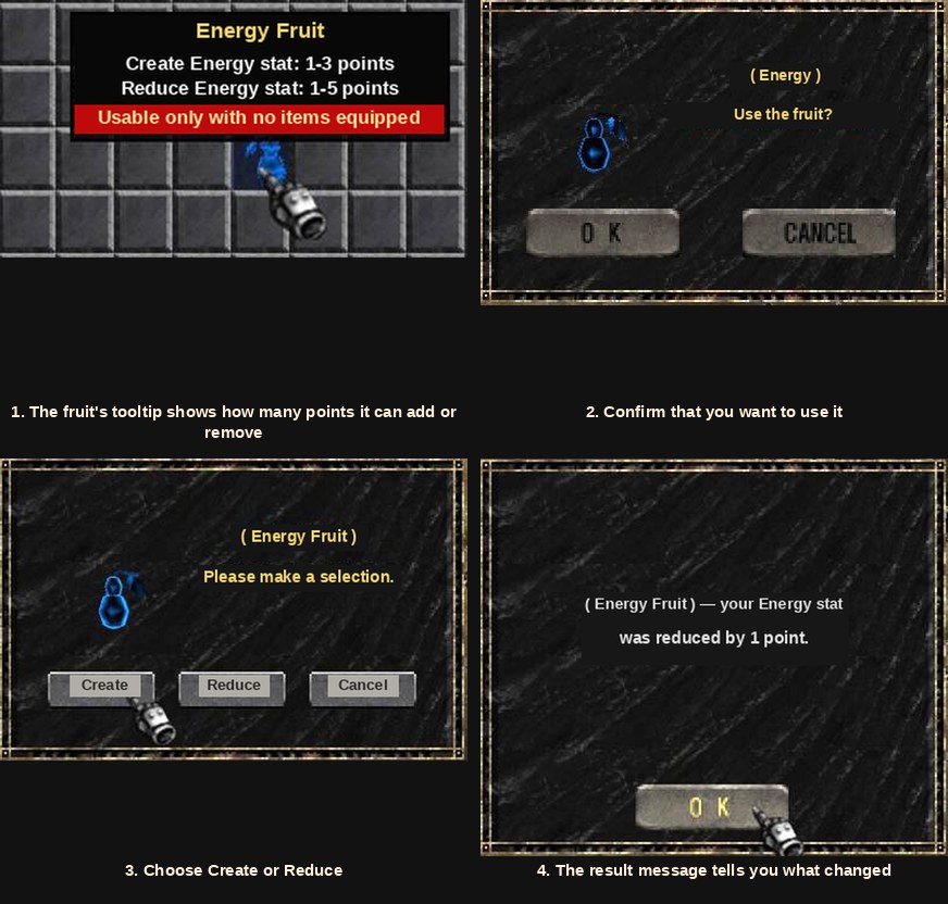 Użycie Minus Stat Fruit w Mu Online, by dodać lub odjąć punkty statystyki
