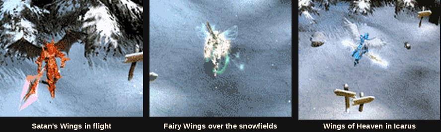 Gracze latający na Satan's Wings, Fairy Wings i Wings of Heaven w Mu Online