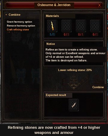 Craftowanie refining stone'a
