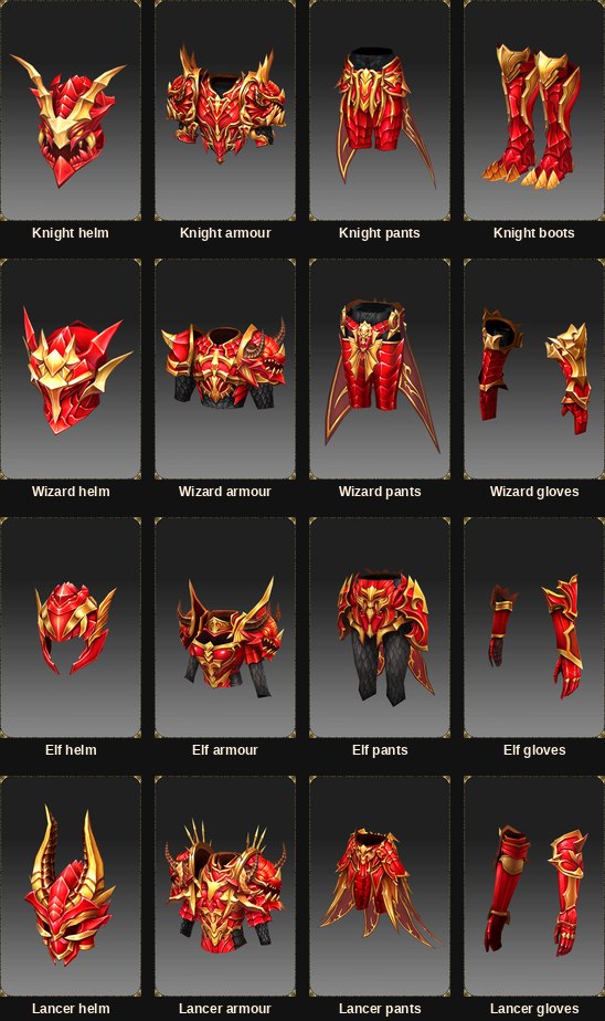 Zbroja Crimson Flame Apocalypse dla czterech klas