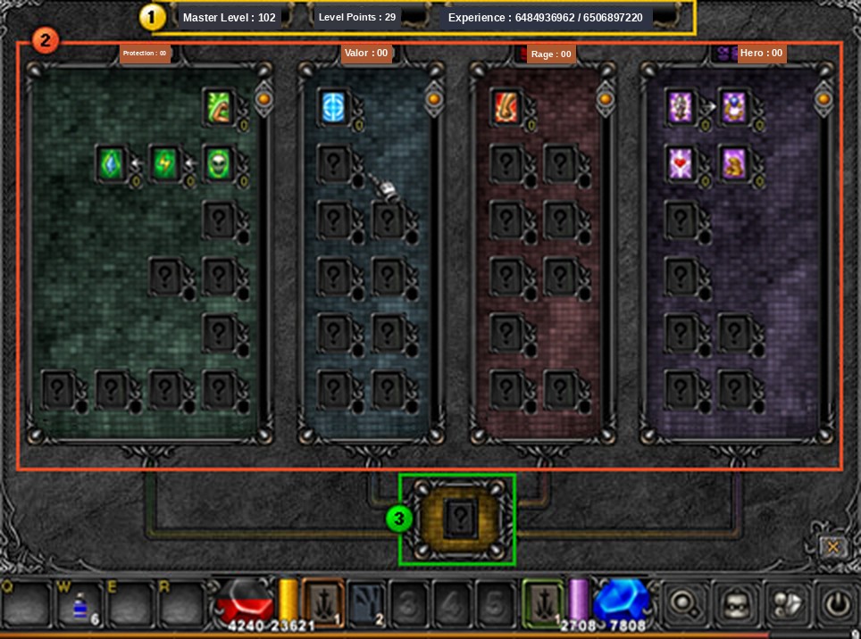 Okno drzewka skilli Master Level w Mu Online Season 3