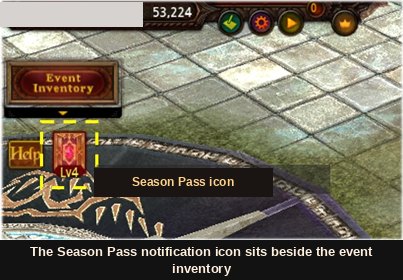 O ícone de notificação do Season Pass no jogo