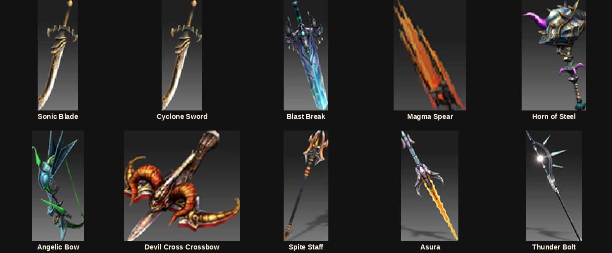 As dez armas socket de level 400 adicionadas em Mu Online Season 7 eX701