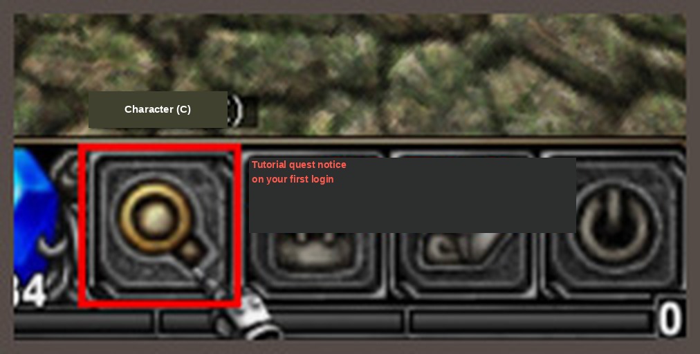 Mesajul quest-ului tutorial la prima logare a unui personaj nou în Mu Online