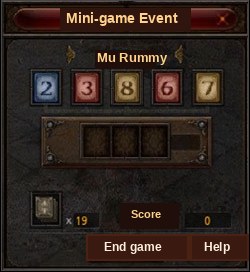 Tabla minijocului Mu Rummy