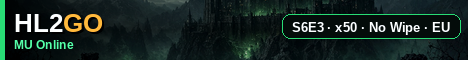 HL2GO MU Online | S6E3 | x50 | No-Wipe | OpenMU Mu Online server banner