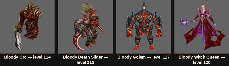 The four Bloody monsters added to Aida in Mu Online Season 5
